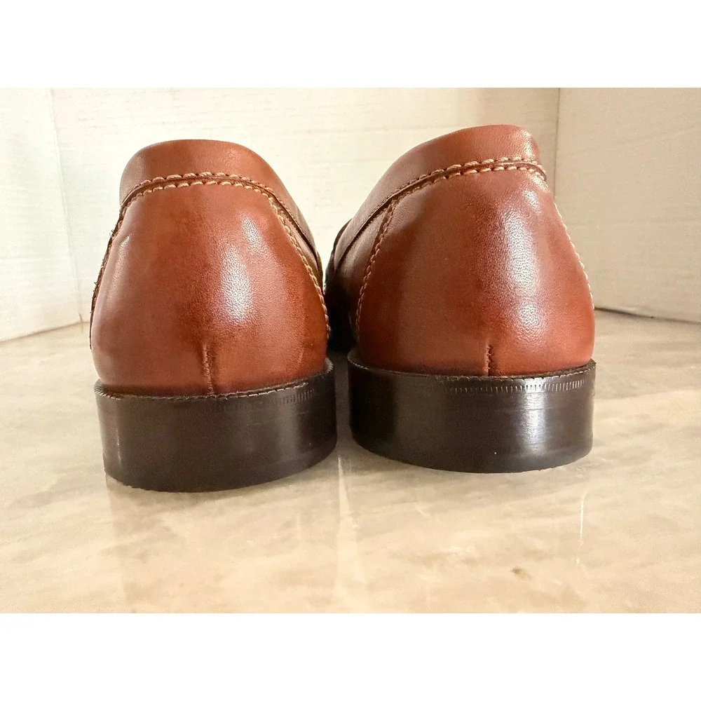Cole Haan Penny Loafers Mens 10.5 M Brown Leather Moc Toe Slip On E07 01462 Good